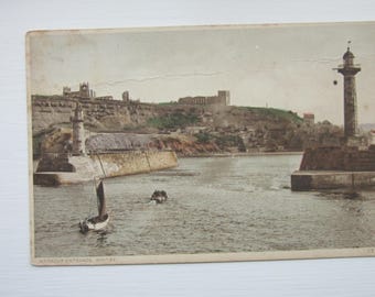Postcard, Harbour Entrance, Whitby, United Kingdom, Genuine, Original.