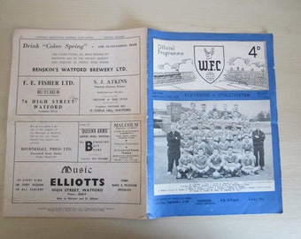 1955-56 Watford v Colchester Football League Division 3 Match Programme. Ideal Christmas Gift, Fathers Day, Birthday Present