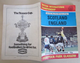1972 Scotland v England Football International Match Programme. Ideal Christmas Gift, Father's Day Birthday Present For Him