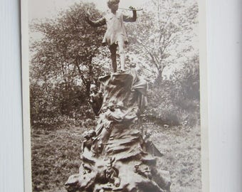 Postcard, Peter Pan Statue, Kensington Gardens, London, United Kingdom, Real Photo RPPC Postcard, Genuine, Original.