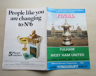 1975 Fulham v West Ham United, F A Cup Final Football Match Programme. Original. Official.