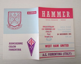 1975-76 West Ham United v AC Fiorentina Anglo-Italian Cup Winners Cup Final Programme. Ideal Christmas Gift, Birthday Present