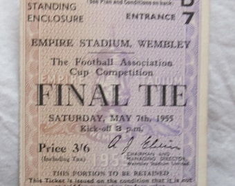 1955 Match Ticket, F A Cup Final, Newcastle United v Manchester City, Wembley Stadium.