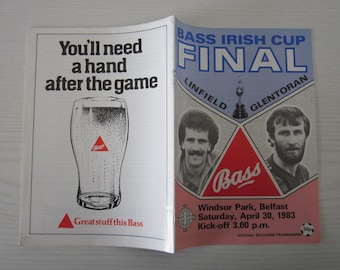 1983 Linfield v Glentoran Bass Irish Cup Final Match Programme. Ideal Christmas Gift, Father's Day, Birthday Present For Him