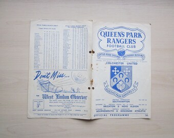 1957-58 Q P R v Colchester United Football League Division 3 South Football Programme. Ideal Christmas Gift, Fathers Day Birthday Present