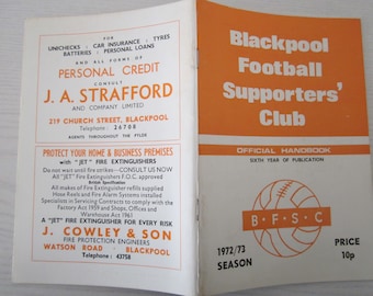 1972-73 Blackpool Football Supporters Club Handbook, Yearbook, Souvenir. Ideal Christmas Gift, Fathers Day, Birthday Present For Him.