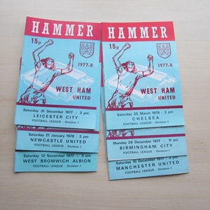 1977-78 Season SIX West Ham United Football Club Programmes, Souvenirs, Memorabilia. Ideal Christmas Gift, Fathers Day, Birthday Present