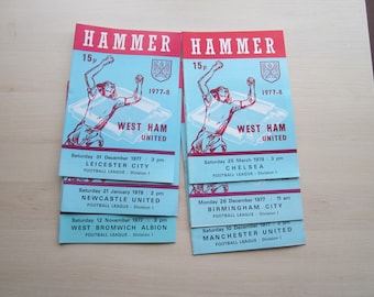 1977-78 Season SIX West Ham United Football Club Programmes, Souvenirs, Memorabilia. Ideal Christmas Gift, Fathers Day, Birthday Present