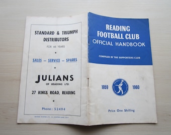 1959-60 Reading Football Supporters Club Handbook, Yearbook, Annual. Ideal Christmas Gift, Fathers Day, Birthday Present For Him