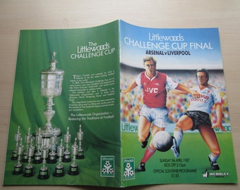 1987 Arsenal FC v Liverpool FC Football League Cup Final Match Programme. Ideal Christmas Gift, Fathers Day, Birthday Present
