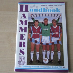 1988-89 West Ham United Football Soccer Club Handbook, Yearbook, Annual. Ideal Christmas Gift, Valentine&#39;s Day, Birthday Present