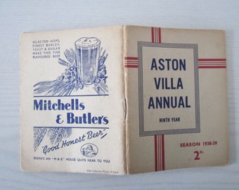1938-39 Aston Villa Football Club Handbook, Yearbook, Annual, Souvenir. Ideal Christmas Gift, Fathers Day, Birthday Present For Him