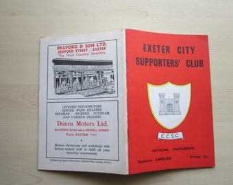 1965-66 Exeter City Football Supporters Club Handbook Yearbook Annual Souvenir. Ideal Christmas Gift, Fathers Day, Birthday Present