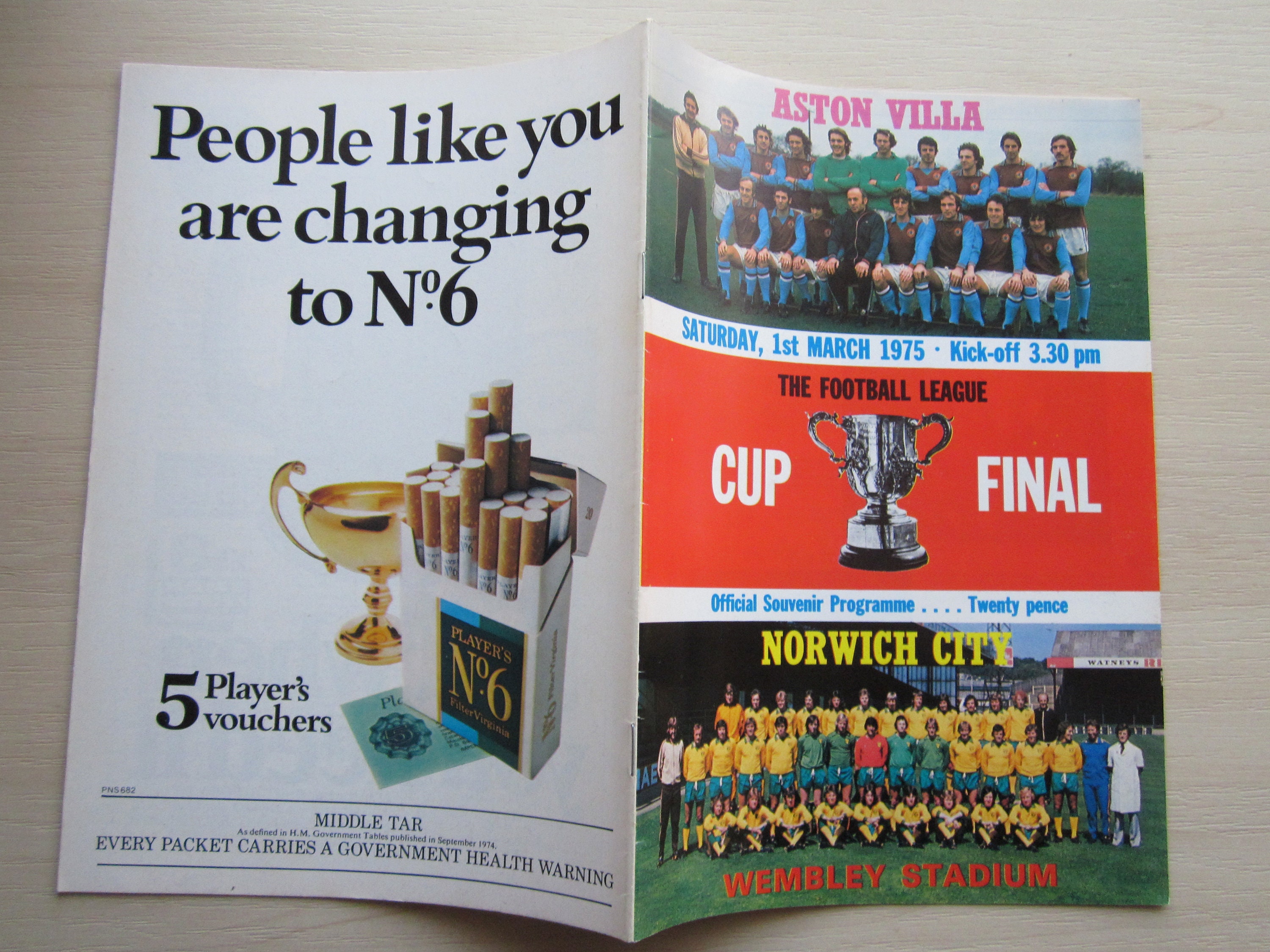 1974 League Cup Final Man City Wolves Poster Programme 