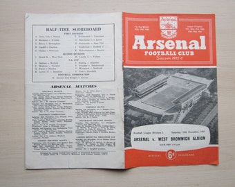 1955-56 Arsenal v West Bromwich Albion Football Match Programme, Souvenir. Ideal Christmas Gift, Fathers Day, Birthday Present For Him.