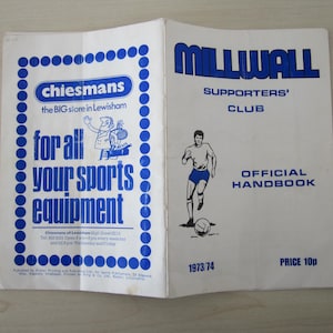 1973-74 Millwall Football Club Handbook, Yearbook, Souvenir. Ideal Christmas Gift, Fathers Day, Birthday Present