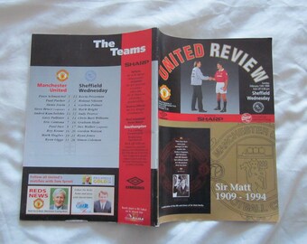 1993-94 Manchester United v Sheff Wed League Cup Semi-Final 1ST LEG Programme. Ideal Christmas Gift, Fathers Day, Birthday Present