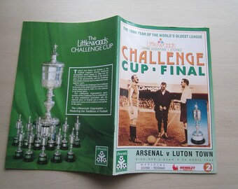 1988 Arsenal v Luton Town Football League Cup Final Programme, Souvenir, Brochure. Ideal Christmas Gift Fathers Day, Birthday Present