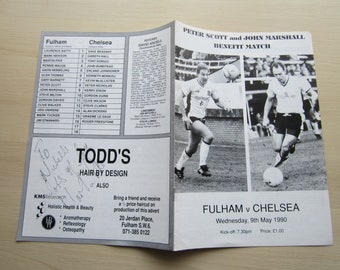 SIGNED 1989-90 Fulham Football Club's Peter Scott/John Marshall Benefit Match Programme. Ideal Christmas Gift, Fathers Day, Birthday Present