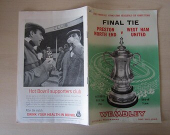 1964 Preston North End  v West Ham United F A Cup Final Football Programme. Ideal Christmas Gift, Fathers Day, Birthday Present