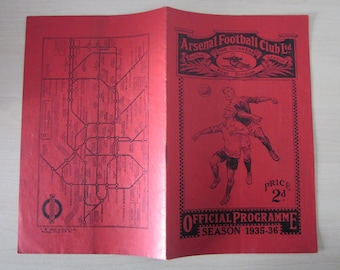 Rare. 1935-36 Arsenal v Huddersfield Town, Football League Division One (now known as the Premiership!) Match Programme.