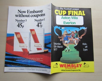 1977 Aston Villa v Everton League Cup Final Football Match Programme, Souvenir. Ideal Christmas Gift, Fathers Day, Birthday Present For Him