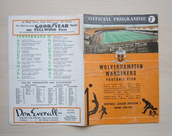 1958-59 Wolves v Bolton Football League Division One Match Programme. Ideal Christmas Gift, Fathers Day, Birthday Present For Him