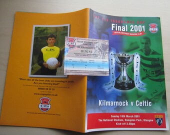 2001 WITH MATCH TICKET. Kilmarnock v Celtic Scottish League Cup Final Football Programme. Ideal Christmas Gift, Fathers Day,Birthday Present