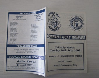 1993-94 Connah's Quay Nomads v Manchester United, Pre-Season Friendly Match Souvenir. Ideal Christmas, Father's Day Birthday gift