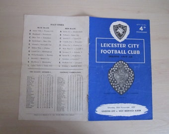 1957-58 Season Leicester City v W.B.A Football League Division One Match Programme. Ideal Christmas Gift, Fathers Day, Birthday Present