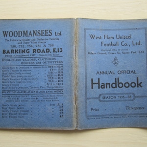 1935-36 West Ham United Football Club Handbook, Yearbook. Ideal Christmas Gift, Valentine&#39;s Day, Fathers Day, Birthday Present