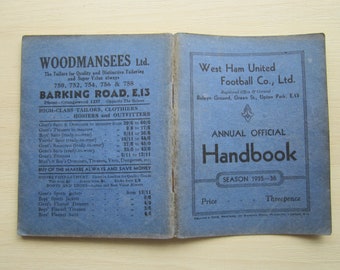 1935-36 West Ham United Football Club Handbook, Yearbook. Ideal Christmas Gift, Valentine's Day, Fathers Day, Birthday Present
