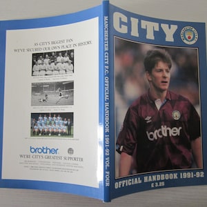 1991-92 Manchester City Football Club Handbook, Yearbook, Annual, Souvenir. Ideal Christmas Gift, Fathers Day, Birthday Present