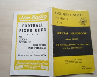 1964-65 Oxford United FC Club Handbook, Yearbook, Annual, Souvenir. Ideal Christmas Gift, Fathers Day, Birthday Present For Him