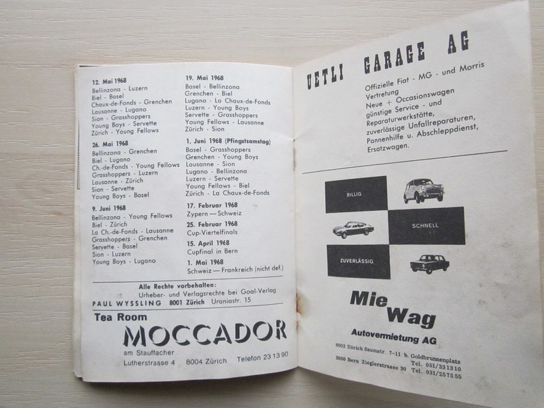 Birthday Present Ideal Christmas Gift Fathers Day Yearbook 1967-68 Zurich Football Club Handbook Annual Souvenir