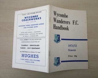 1971-72 Original Wycombe Wanderers FC Handbook, Yearbook, Annual, Souvenir, Collectable.
