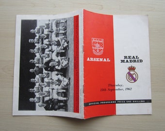 1962-63 Arsenal v Real Madrid, Friendly, Football Match Programme. Ideal Christmas, Father's Day Birthday Present