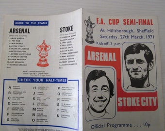 1970-71 Arsenal v Stoke City F A Cup Semi-Final Football Programme. Ideal Christmas Gift, Fathers Day, Birthday Present