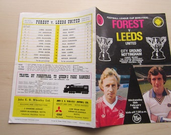 1977-78 Nottingham Forest v Leeds Utd League Cup Semi-Final 2ND LEG Programme Ideal Christmas Gift, Fathers Day, Birthday Present