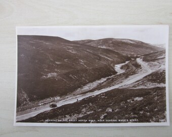 Looking Up the Great North Road, Near Central Wade's Stone, Scotland, United Kingdom, Genuine, Original, Real Photo Postcard (RPPC).