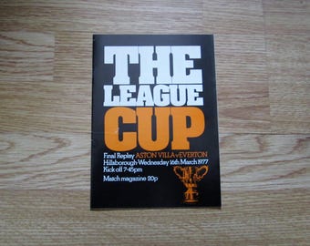 1977 Aston Villa FC v Everton FC Football League Cup Final REPLAY Programme, Souvenir. Ideal Christmas Gift, Birthday Present.