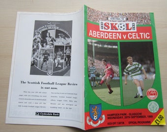 1989-90 Aberdeen FC v Celtic FC Skol Cup Semi-Final Football Match Programme. Ideal Christmas Gift, Fathers Day, Birthday Present For Him