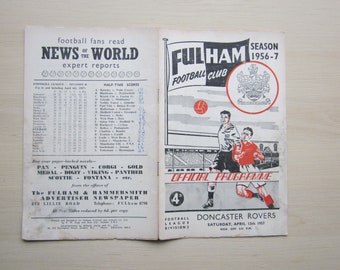 1956-57 Fulham v Doncaster Rovers, Football League Division Two Football Match Programme.