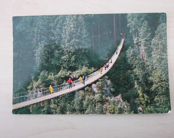 1950s Capilono Suspension Bridge, Canada. Genuine, Original, Real Photo Postcard (RPPC).