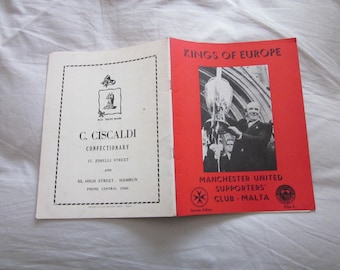 1967-68 Manchester United, "Kings Of Europe (Malta)", Souvenir, Programme, Memorabilia.