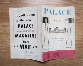 October 1968 Crystal Palace Football Supporters Club Magazine, Handbook,Souvenir. Ideal Christmas Gift, Fathers Day, Birthday Present