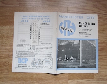 1969-70 Manchester City v Manchester United League Cup Semi-Final 1ST LEG Programme. Ideal Christmas Gift, Fathers Day, Birthday Present