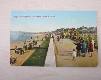 Esplanade Gardens and Beach, Ryde, Isle Of Wight, United Kingdom. Genuine, Original, Postcard.