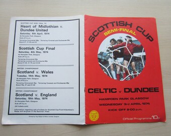 1973-74 Celtic FC v Dundee FC Scottish Cup Semi-Final Football Match Programme.
