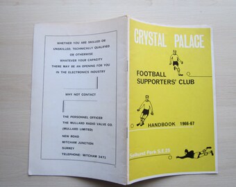 1966/67 Crystal Palace Football Club Football Supporters' Club Handbook, Annual, Souvenir. Ideal Christmas Gift Fathers Day Birthday Present